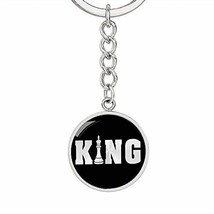 Chess Fan Gig King Keychain Stainless Steel Or 18kGold Circle Pendant - £36.23 GBP
