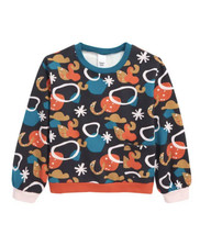 NWT OPEN EDIT Kids&#39; Side Pocket Sweatshirt In Navy Charcoal Speckle Shap... - £7.81 GBP