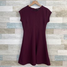 Banana Republic Textured Ponte Fit &amp; Flare Knit Dress Purple Stretch Womens 4 - $29.69