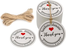 100PCS Thank You Gift Tags 1.7&#39;&#39; Round Thank You Tags Handmade with Love Tags Es - £12.24 GBP