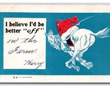 Comic Jockey Riding Horse Believes He&#39;d Be Better Off 1907 UDB Postcard S2 - $6.20