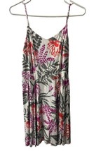 Old Navy Size M White Floral Cami Fit &amp; Flare VNeck Lined Mini Sundress Tropical - £14.05 GBP