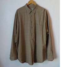 Vintage AKA Eddie Bauer Men size 2XL Plaid Shirt Brown Button Up Cotton Rayon  - £10.97 GBP