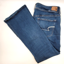 American Eagle Women&#39;s Blue Denim Jeans Pants Size 14 Kick Boot Super St... - $25.00