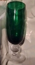 MCM Goblet Green Clear Pedestal Wine Glass Just Over 6 1/4&quot; Tall EUC Mid. Cent. - $17.37