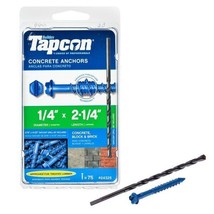 Tapcon 24325 1/4-In X 2-1/4-In Hex-Washer-Head Concrete Screw Anchor 75-Pack - £34.59 GBP