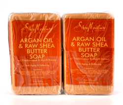 Shea Moisture Argan Oil Raw Shea Butter Soap Bar 8oz Lot of 2 Frankincense Myrrh - £29.45 GBP