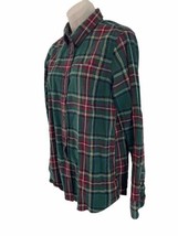 LL Bean Slightly Fitted Womens M Tartan Scotch Plaid Cotton Flannel Shirt - £14.99 GBP