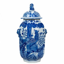 Blue and White Phoenix Tree Motif Porcelain Hexagonal Jar 24&quot; - £389.37 GBP