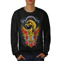 Wellcoda Guns And Roses Skull Mens Sweatshirt, Music Casual Pullover Jumper - £27.34 GBP+