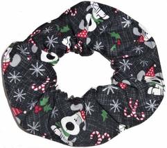 I Woof You Christmas Dog Candy Cane Glitter Fabric Hair Scrunchie Handma... - $6.99