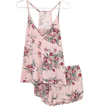 Flora Womens Pajama Set Size Medium Pink Floral Shorts Racer Back Cami R... - $17.41