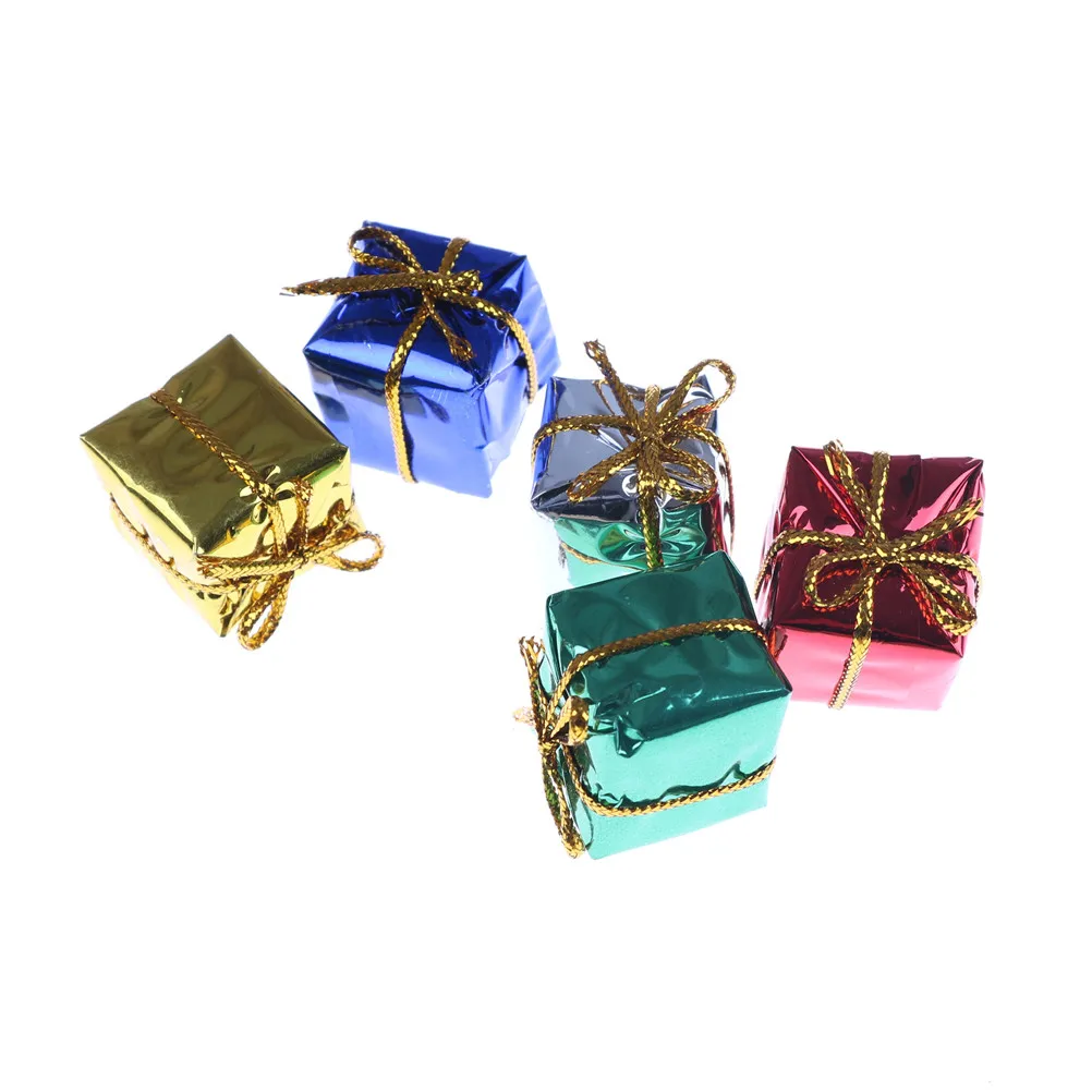 10pcs 3D Mini Christmas Wood Miniature Dollhouse cube Gift Box wedding box - £6.98 GBP