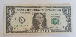 Fancy Serial Number $1 2017A Dollar Bill Note Trinary Repeater F 69699556 A - $14.95