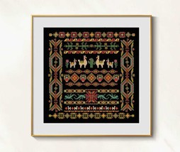 Llama cross stitch blackwork pattern pdf - Victorian ornament cross stitch  - £6.51 GBP