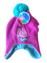 Peppa Pig Beanie Hat &amp; Mitten Set Pink &amp; Blue Size Toddler Age 2-4 - £7.73 GBP
