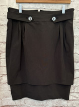 CHELSEA &amp; THEODORE Womens 12 Black Straight Skirt Knee Length Button Wai... - £28.44 GBP