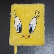 VTG Tweety Bird Fuzzy Faux Fur Notebook 1997 Warner Bros Studio Yellow 8.5&quot; X 7&quot; - £35.31 GBP