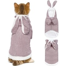 Rabbit Bunny Costume Pet Hoodie Sweater S Grey Cat Dog Velvet Sherpa Snaps NEW - £14.53 GBP
