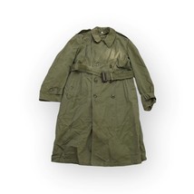 US Military Army Men&#39;s Belted Olive Green Trench Coat Regular Medium - £34.84 GBP