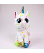 TY HARMONIE White w/Multi-Color Confetti Fabric Unicorn Beanie Boo DOB S... - €7,56 EUR