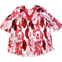 CW Classics Women&#39;s Tunic Top Size 2X Semi Sheer Embellished Floral Blouse - £17.26 GBP