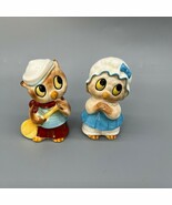 Vintage Owl Salt &amp; Pepper Shakers Ceramic Oliver Olivia Josef Original J... - $340.23 MXN