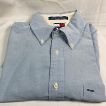 Tommy Hilfiger Mens Size XL Button Down Collared Light Blue 100% Cotton VTG - $8.73