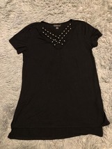 Rock and Republic Women&#39;s Size Small Shirt Black Tie Up Top Shirt Short ... - £11.50 GBP