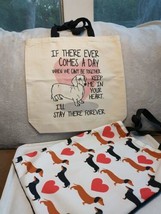 Dachshund Doxie Weiner Dog Tote Bags Lot Of 2 White Canvas  If There Eve... - $24.02