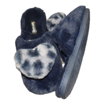 Kensie Women&#39;s Navy Leopard Puff Heart Plush Slippers Mules Cozy Size 8 - $24.99