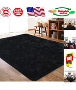 Super Soft Black Shag Area Rug - Cozy 4x6 Feet Nursery &amp; Living Room Decor - $37.18 CAD