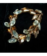 Vintage Goldtone, Rhinestone Floral Art Deco Costume Bracelet-Lot B 38 - $42.50