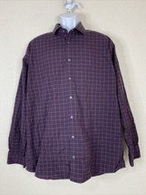 Kenneth Cole Men Size 18 Tall Purple Check Awareness Button Up Shirt Long Sleeve - £8.44 GBP