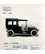 1908 Stevens-Duryea Model U Limousine Print Catalog Advertisement Auto F14F - $29.99