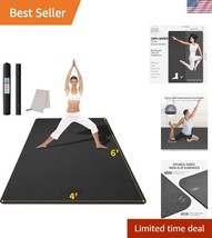 Extra Large 6&#39;x4&#39; Thick Black Yoga Mat – Perfect for Home &amp; Outdoor Work... - $89.99