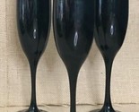 Vintage Libbey Black Blue Glass Champagne Flutes Stemware Gothic Dark Academia