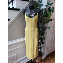 Forever21 Long Maxi Dress Women&#39;s S Yellow Striped Lurex Knit Adjustable Straps - £21.38 GBP