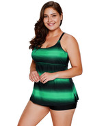 Greenish Strappy Hollow-out Back Tankini - $23.88