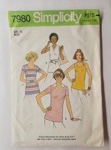 1977 Simplicity 7980 Misses Top Slim Knit Fabric Sz 12 Uncut - £7.89 GBP