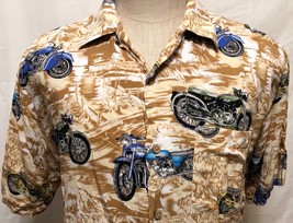 Island Collection Vtg Motorcycles Hawaiian Shirt Size Medium Biker Bike ... - $39.59