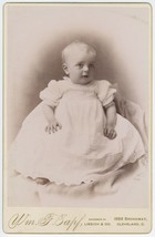 Circa 1890&#39;S Cabinet Card Adorable Baby White Dress W. F. Zapf. Cleveland, Oh - £7.57 GBP