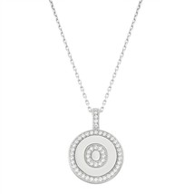 Sterling Silver Micro Pave Circle &quot;O&quot; Pendant W/Chain - £43.94 GBP