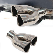 Heart Shaped Stainless Steel 63mm Car Dual Exhaust Tip Silver Tail Muffl... - £34.27 GBP