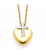 14K Two Tone Gold Cross Heart Necklace - €317,47 EUR