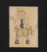 Paper Nation. Schoolboy Wood Mounted Rubber Stamp. App 6x9cm. - $5.42 CAD