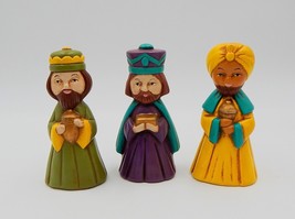 Nativity Figures 3 Kings Wise Men Ceramic Mold Hand Painted 4-1/2 Inch C... - $24.99