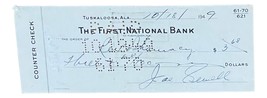 Joe Sewell Cleveland Unterzeichnet Oktober 18 1949 Bank Kariert Bas - £46.65 GBP