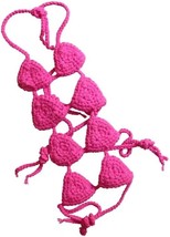 NEW Pink Crochet Girl Dog Bikini 1 Piece Novelty Swimsuit sz M 6 inches ... - £7.92 GBP