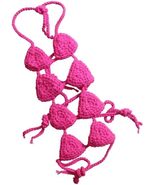 NEW Pink Crochet Girl Dog Bikini 1 Piece Novelty Swimsuit sz M 6 inches ... - £7.82 GBP